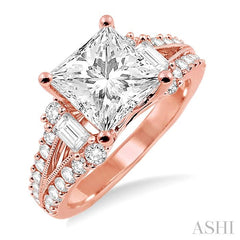 3/4 Ctw Diamond Semi-Mount Engagement Ring in 14K Rose Gold