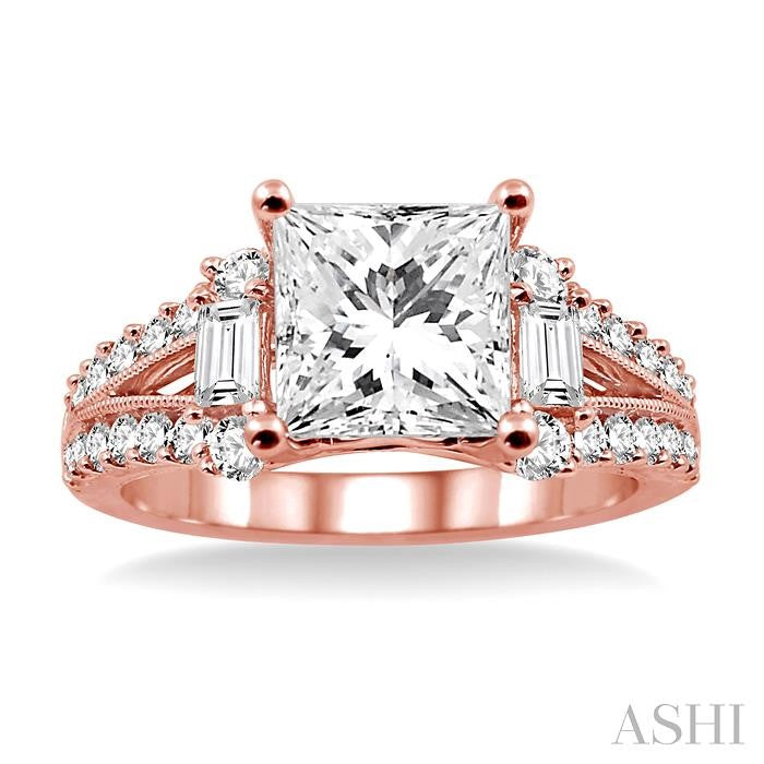 3/4 Ctw Diamond Semi-Mount Engagement Ring in 14K Rose Gold