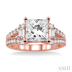 3/4 Ctw Diamond Semi-Mount Engagement Ring in 14K Rose Gold