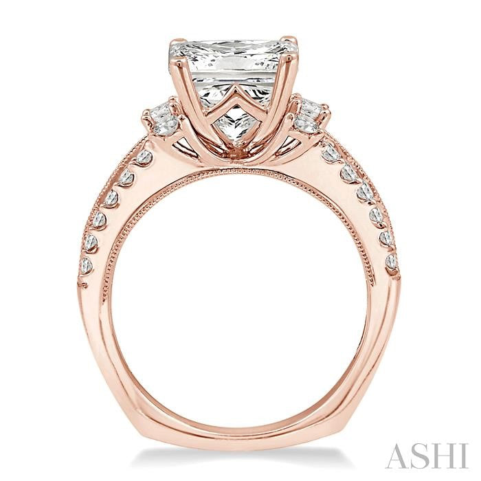 3/4 Ctw Diamond Semi-Mount Engagement Ring in 14K Rose Gold