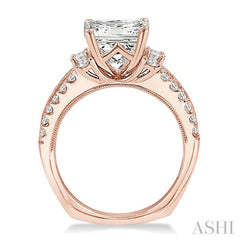 3/4 Ctw Diamond Semi-Mount Engagement Ring in 14K Rose Gold