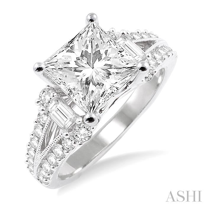 3/4 Ctw Diamond Semi-Mount Engagement Ring in 14K White Gold