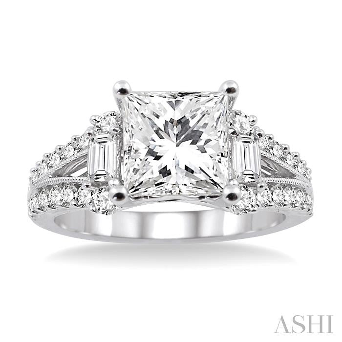 3/4 Ctw Diamond Semi-Mount Engagement Ring in 14K White Gold