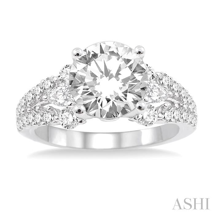 7/8 Ctw Diamond Semi-Mount Engagement Ring in 14K White Gold