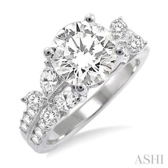 1 Ctw Diamond Semi-Mount Engagement Ring in 14K White Gold