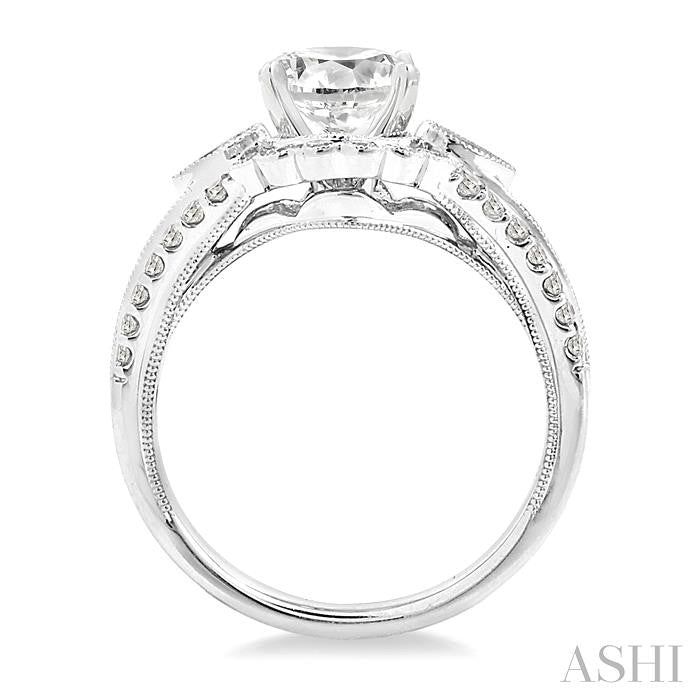 1 1/2 Ctw Diamond Engagement Ring with 3/4 Ct Round Cut Center Stone in 14K White Gold
