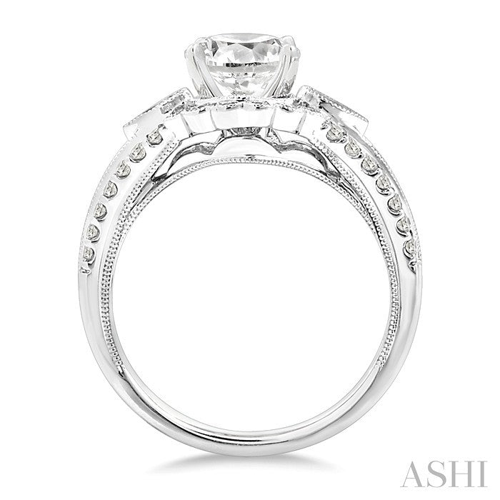 1 1/2 Ctw Diamond Engagement Ring with 3/4 Ct Round Cut Center Stone in 14K White Gold
