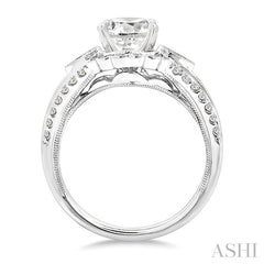 1 1/2 Ctw Diamond Engagement Ring with 3/4 Ct Round Cut Center Stone in 14K White Gold