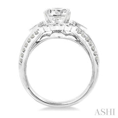 1 1/2 Ctw Diamond Engagement Ring with 3/4 Ct Round Cut Center Stone in 14K White Gold
