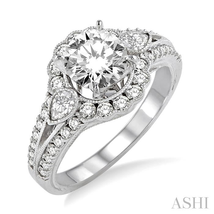 3/4 Ctw Diamond Semi-Mount Engagement Ring in 14K White Gold