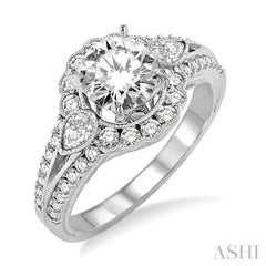 3/4 Ctw Diamond Semi-Mount Engagement Ring in 14K White Gold