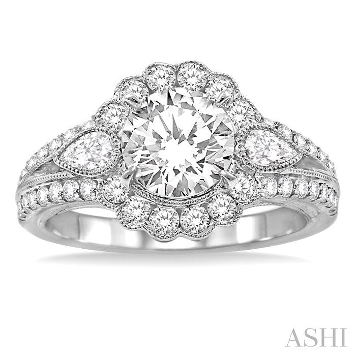 3/4 Ctw Diamond Semi-Mount Engagement Ring in 14K White Gold