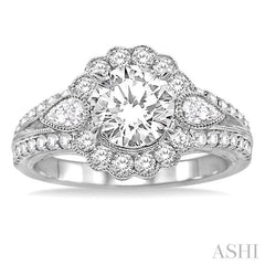 3/4 Ctw Diamond Semi-Mount Engagement Ring in 14K White Gold
