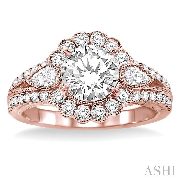 3/4 Ctw Diamond Semi-Mount Engagement Ring in 14K Rose Gold