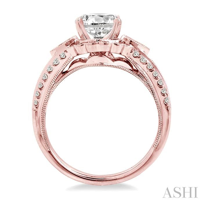 3/4 Ctw Diamond Semi-Mount Engagement Ring in 14K Rose Gold