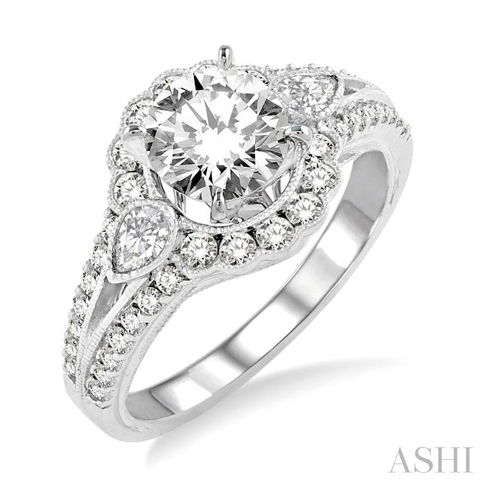 3/4 Ctw Diamond Semi-Mount Engagement Ring in 14K White Gold
