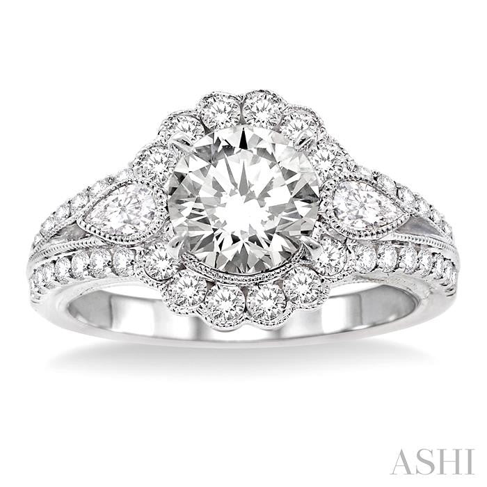 3/4 Ctw Diamond Semi-Mount Engagement Ring in 14K White Gold