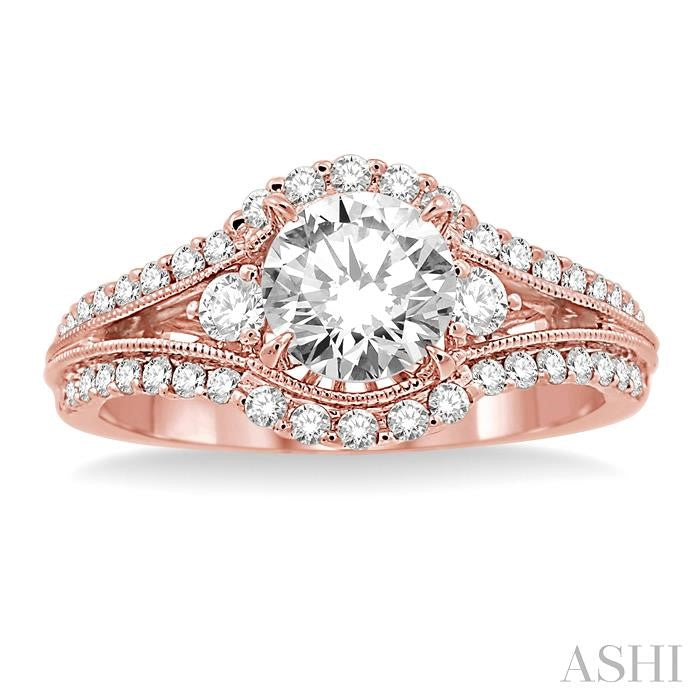 1/2 Ctw Diamond Semi-Mount Engagement Ring in 14K Rose Gold