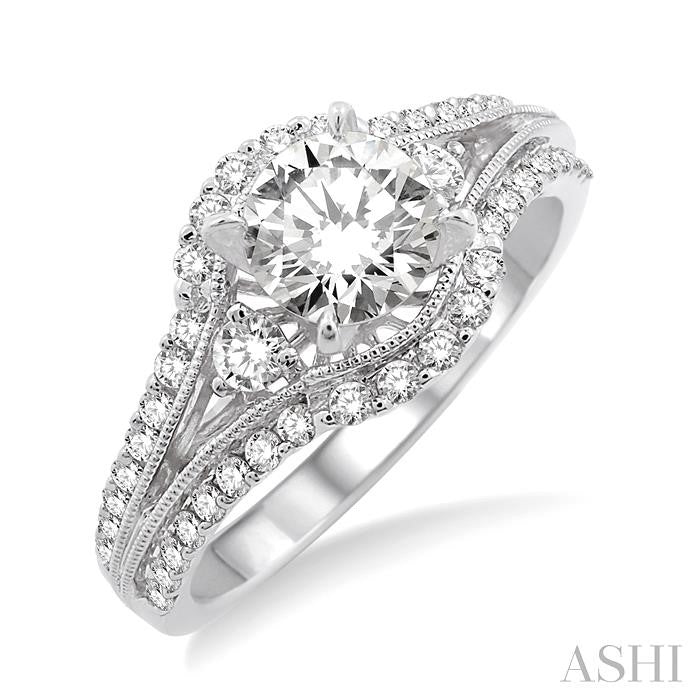 1/2 Ctw Diamond Semi-Mount Engagement Ring in 14K White Gold