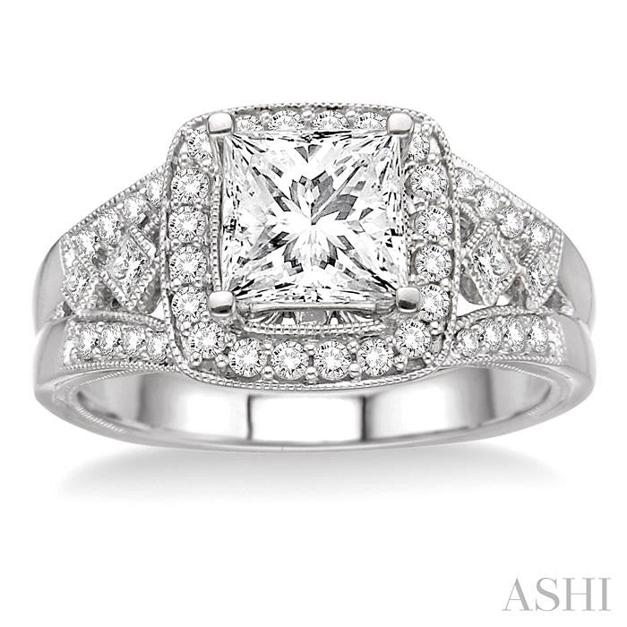 1/2 Ctw Diamond Semi-Mount Engagement Ring in 14K White Gold