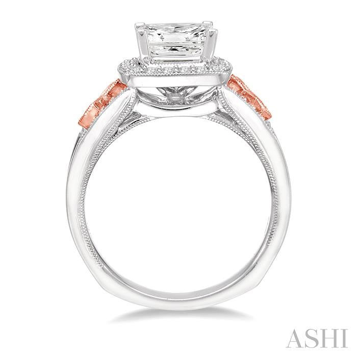 1/2 Ctw Diamond Semi-Mount Engagement Ring in 14K White and Rose Gold