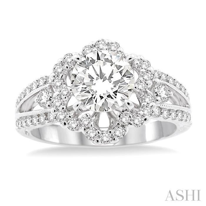 5/8 Ctw Diamond Semi-Mount Engagement Ring in 14K White Gold