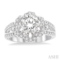 5/8 Ctw Diamond Semi-Mount Engagement Ring in 14K White Gold