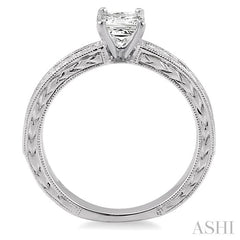 3/4 Ctw Diamond Engagement Ring with 3/8 Ct Princess Cut Center Stone in 14K White Gold