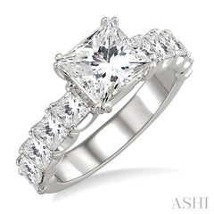 2 Ctw Princess Cut Diamond Semi-Mount Engagement Ring in 18K White Gold