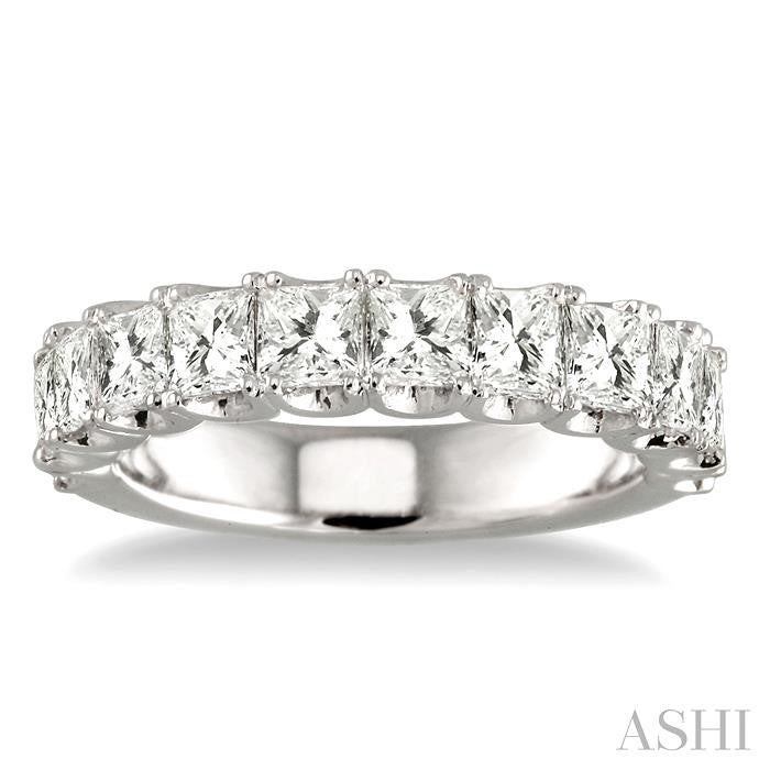 2 3/8 Ctw Princess Cut Diamond Matching Wedding Band in 18K White Gold