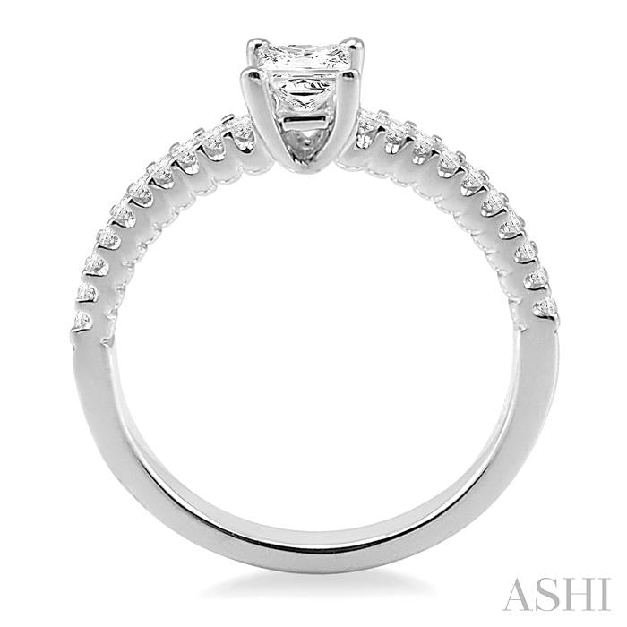 1/3 Ctw Princess Cut Diamond Semi-Mount Engagement Ring in 14K White Gold