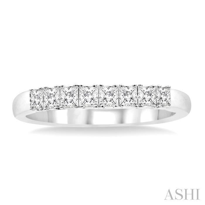 5/8 Ctw Princess Cut Diamond Wedding Band in 14K White Gold