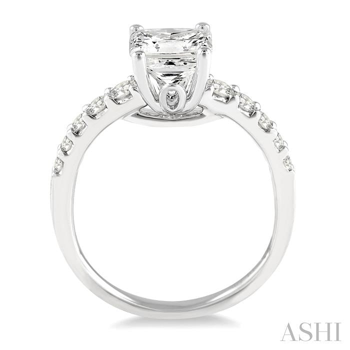 3/4 Ctw Diamond Engagement Ring with 1/2 Ct Princess Cut Center Stone in 14K White Gold