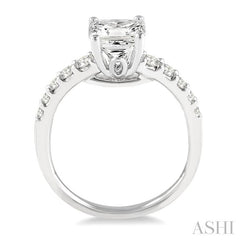 3/4 Ctw Diamond Engagement Ring with 1/2 Ct Princess Cut Center Stone in 14K White Gold
