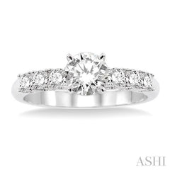 1 Ctw Diamond Engagement Ring with 5/8 Ct Round Cut Center Stone in 14K White Gold