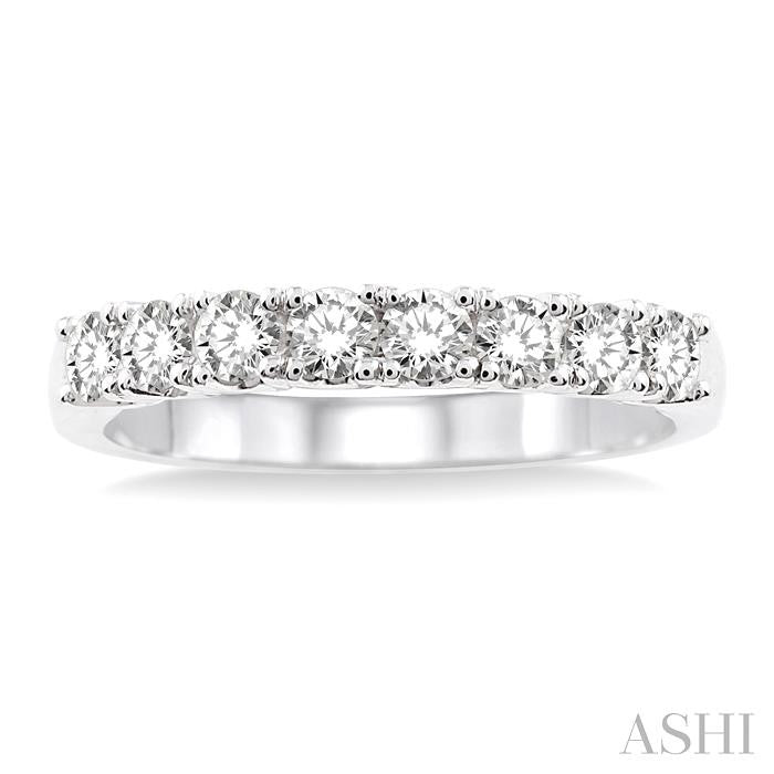 5/8 Ctw Round Cut Diamond Wedding Band in 14K White Gold