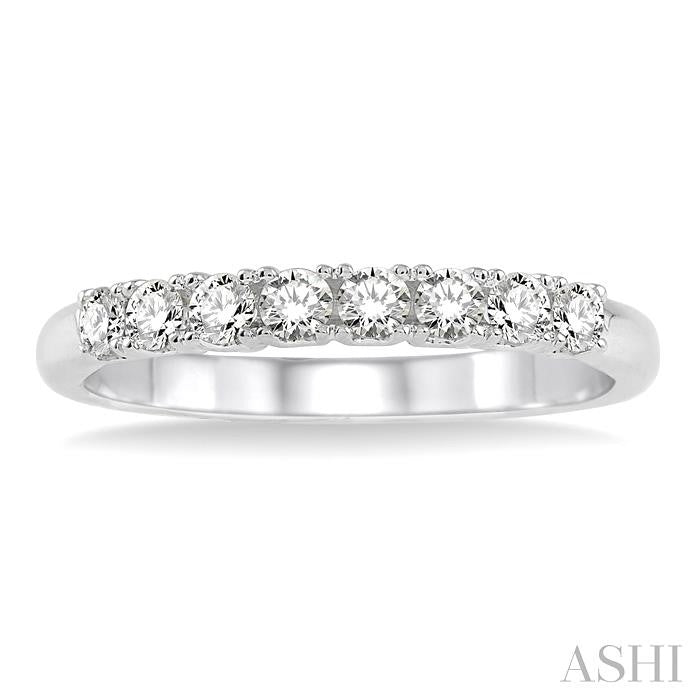 3/8 Ctw Round Cut Diamond Wedding Band in 14K White Gold