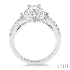 7/8 Ctw Diamond Engagement Ring with 1/2 Ct Princess Cut Center Stone in 14K White Gold