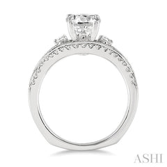 1 Ctw Diamond Engagement Ring with 1/2 Ct Round Cut Center Stone in 14K White Gold