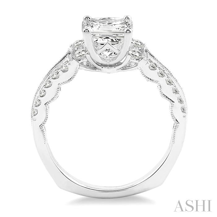 1 1/10 Ctw Diamond Engagement Ring with 5/8 Ct Princess Cut Center Stone in 14K White Gold