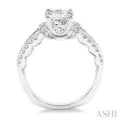 1 1/10 Ctw Diamond Engagement Ring with 5/8 Ct Princess Cut Center Stone in 14K White Gold