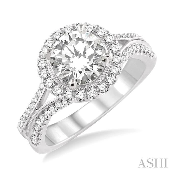1/2 Ctw Diamond Semi-Mount Engagement Ring in 14K White Gold