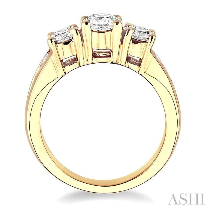 1 1/2 Ctw Nine Stone Round Cut Diamond Engagement Ring in 14K Yellow Gold