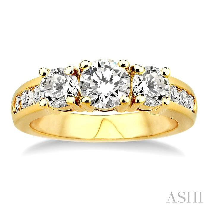 2 Ctw Nine Stone Round Cut Diamond Engagement Ring in 14K Yellow Gold