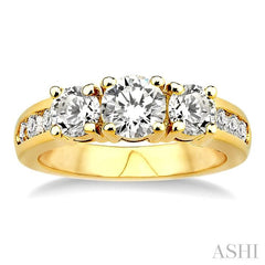 2 Ctw Nine Stone Round Cut Diamond Engagement Ring in 14K Yellow Gold