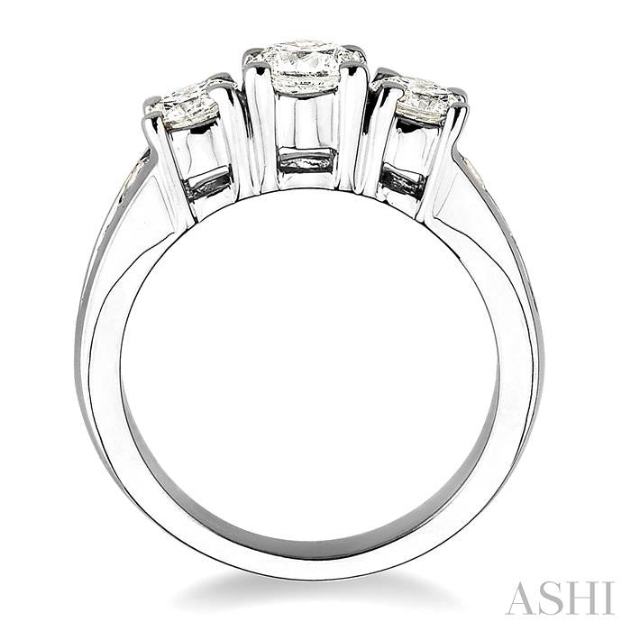 1 1/2 Ctw Nine Stone Round Cut Diamond Engagement Ring in 14K White Gold