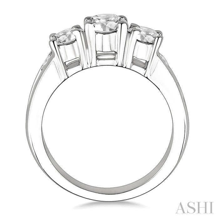 1 1/2 Ctw Nine Stone Round Cut Diamond Engagement Ring in 14K White Gold