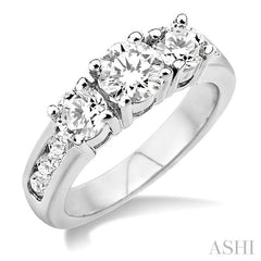 2 Ctw Nine Stone Round Cut Diamond Engagement Ring in 14K White Gold