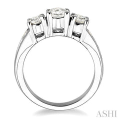 2 Ctw Nine Stone Round Cut Diamond Engagement Ring in 14K White Gold