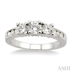 1 Ctw Nine Stone Round Cut Diamond Engagement Ring in 14K White Gold